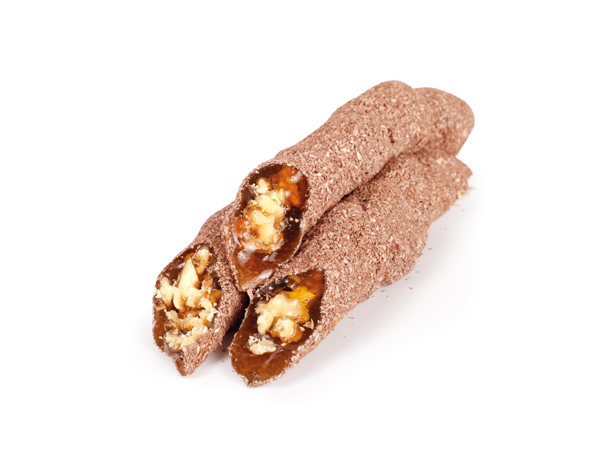 Walnut Turkish Delight Sausage with Cocoa Coating